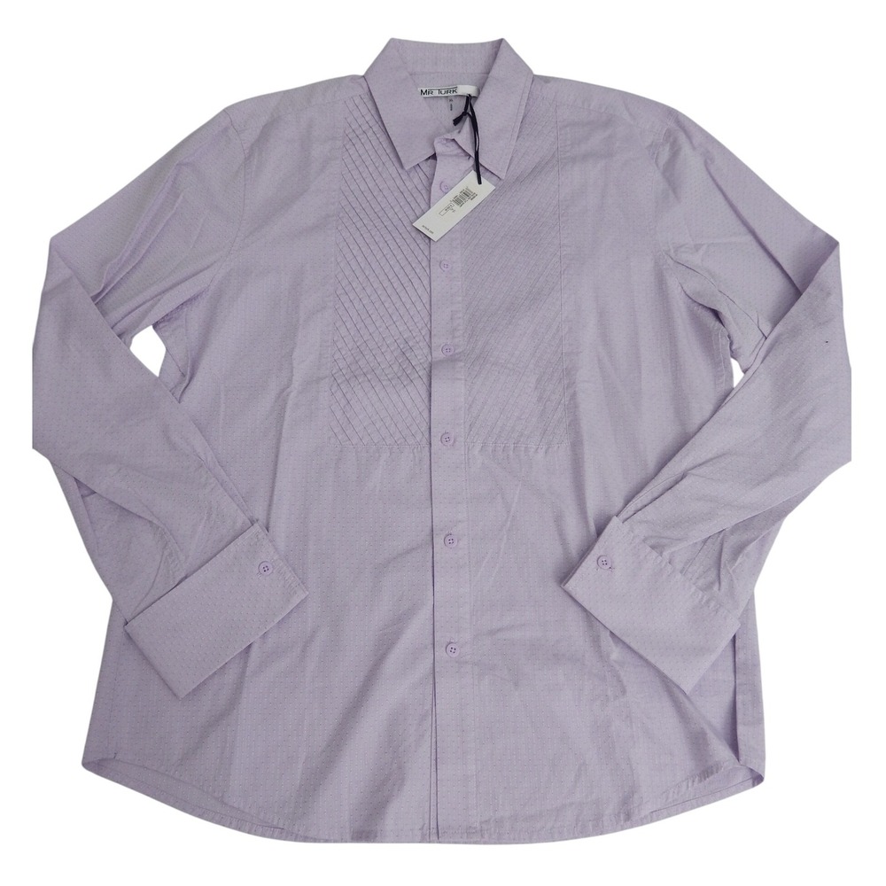 MR TURK Men's‎ XL Purple Textured Pintuck Long Sleeve Button Up Casual